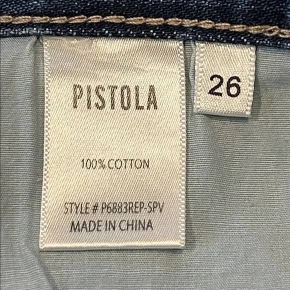 Pistola Charlie High Rise Star Embroidered Straight Leg Jean size 26 Supernova - Picture 8 of 16